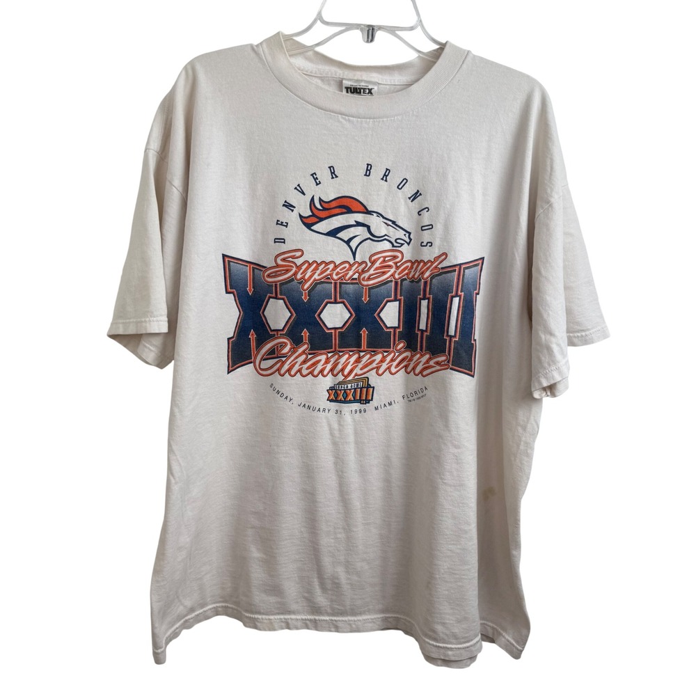 Vintage Denver Broncos Super Bowl XXXIII T Shirt 2XL Tultex NFL Graphic Tee
